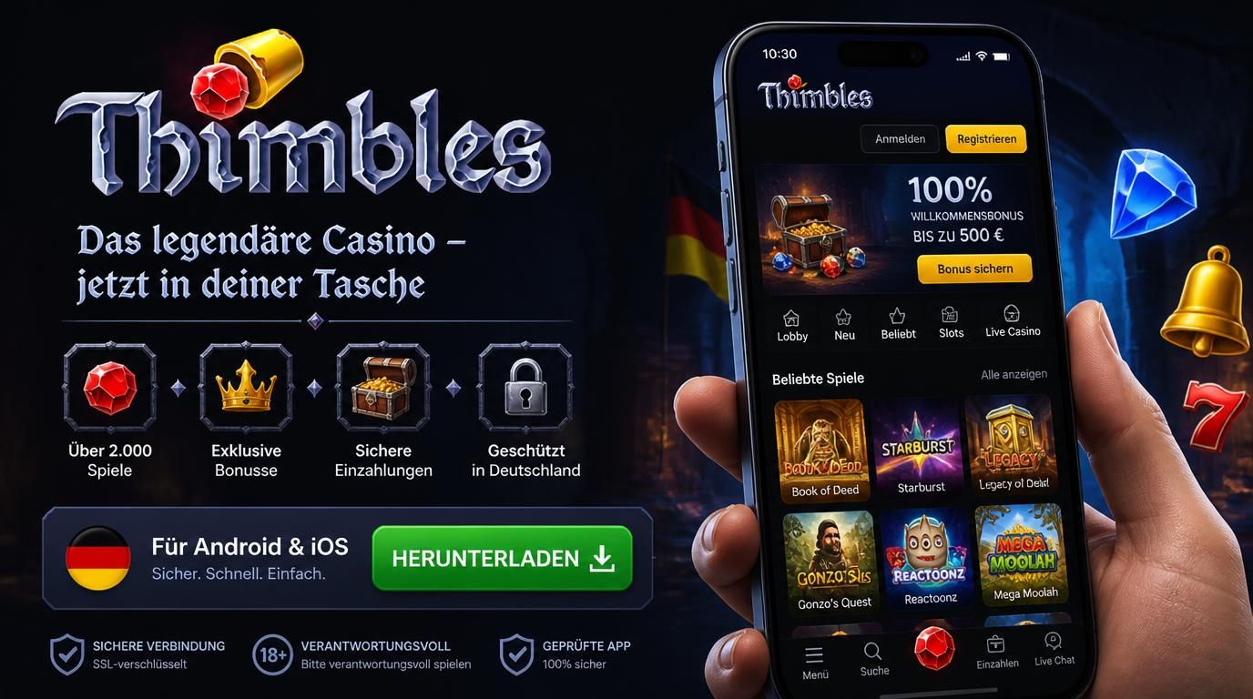 Thimbles Casino App Download auf einem Smartphone in Deutschland