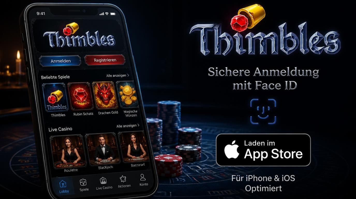 Thimbles Casino App auf einem iPhone mit deutscher Oberfläche